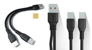 F.Wave�y �[�d Type C MicroUSB ��҃P�[�u�� ���F �z 1�{�� USB�[C ��MicroUSB�@�X�}�z �^�u���b�g��2�䓯���ɏ[�d TypeC Y���P�[�u�� ����P�[�u�� 2 in1 ���֗� USB�P�[�u�� �X�v���b�^�[�P�[�u�� +