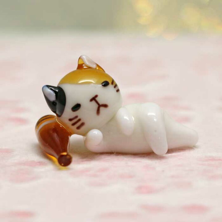 楽天市場】ガラス細工 酔っ払いな三毛猫(ビール) ネコ 猫 ねこ 三毛 三 