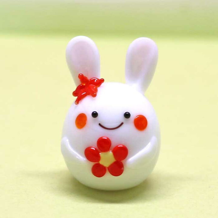 楽天市場】ガラス細工 にっこり花うさぎ うさぎ ウサギ 兎 春 