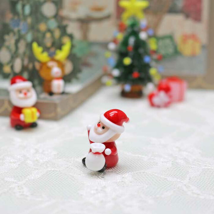 楽天市場】ガラス細工 ミニサンタ(袋) クリスマス サンタ 