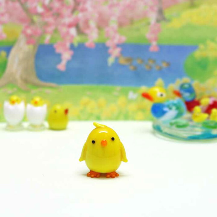 楽天市場】ガラス細工 ひよこちゃんひよこ ヒヨコ 鳥 ミニチュア 
