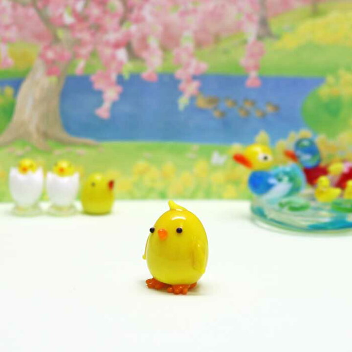 楽天市場】ガラス細工 ひよこちゃんひよこ ヒヨコ 鳥 ミニチュア 