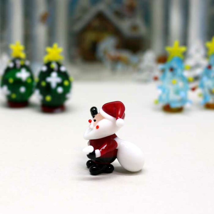 楽天市場】ガラス細工 サンタとプレゼント袋クリスマス サンタ 