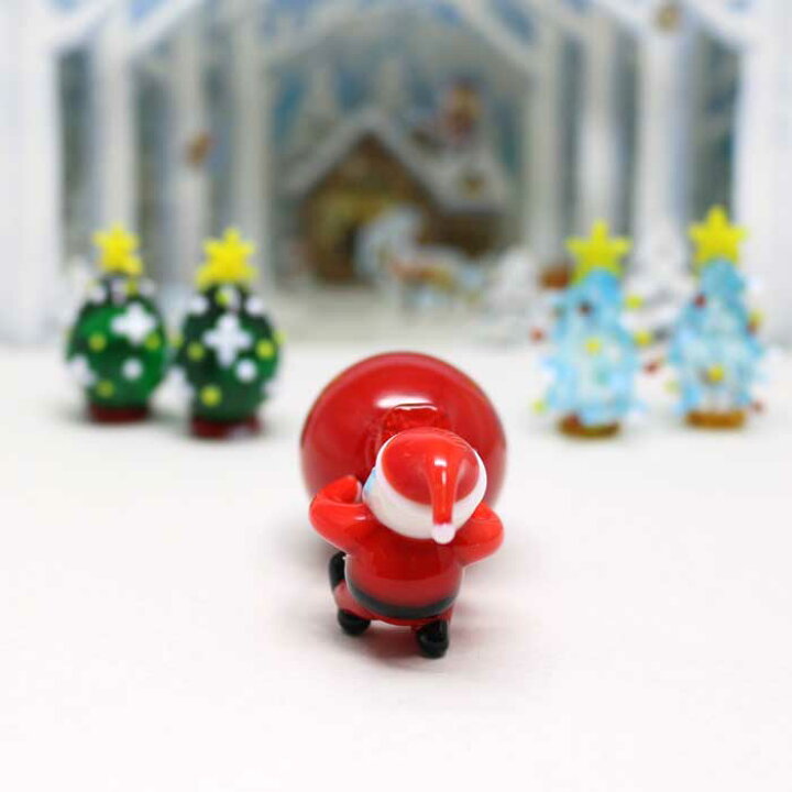 楽天市場】ガラス細工 大きなプレゼント袋とサンタクリスマス サンタ 