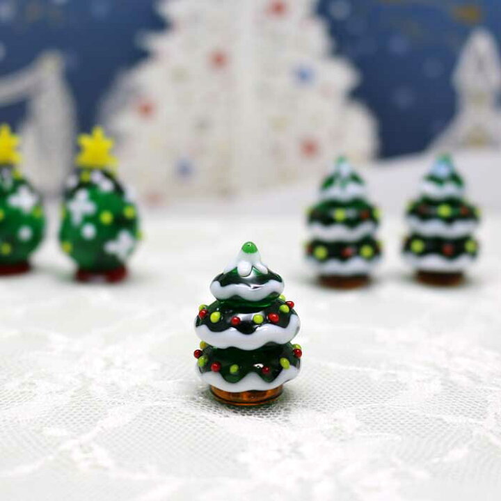 クリスマスツリー ガラス細工 ガラスのクリスマスツリー 雪だるま 
