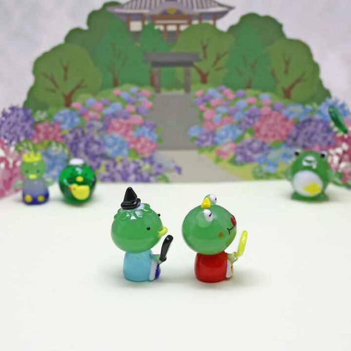 楽天市場】ガラス細工 カッパとカエルのカップル 河童の若様×1個 