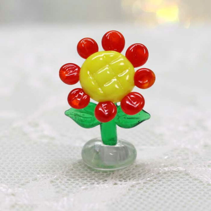 楽天市場】ガラス細工 お花(赤) 花 flower 植物 ミニチュア ガラス細工 