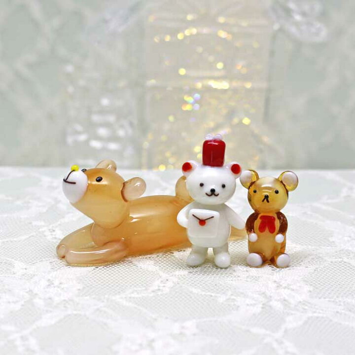 楽天市場】ガラス細工 クマさん3個セット(冬バージョン) のびーとクマ 