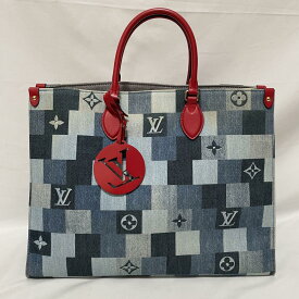 【中古】ルイヴィトン オンザゴー デニム トートバッグGM モノグラム パッチワーク M44992 ショルダーバッグ 2way LOUISVUITTON 鞄 カバン