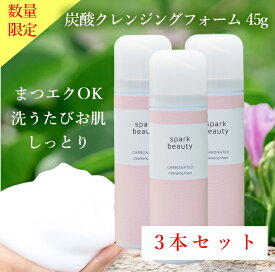 【数量限定10セット】3本セット クレンジング 45g 毛穴 炭酸クレンジング 泡洗顔 泡 炭酸 W洗顔不要 メイク落とし 化粧落とし 保湿 角質 摩擦レス 毛穴ケア お試し トラベル トライアル ミニ ミニサイズ【spark beauty 炭酸クレンジングフォーム 45g×3本セット】