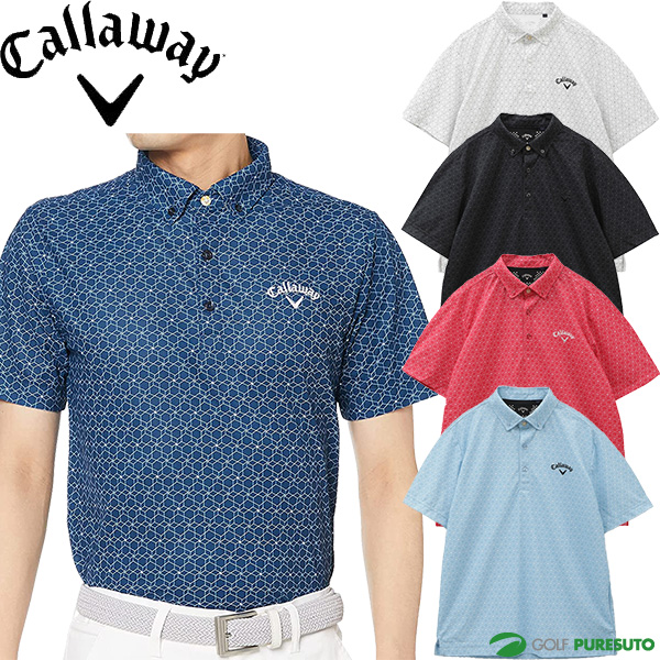 【楽天市場】キャロウェイ 半袖 ボタンダウンシャツ 幾何学フラワー 