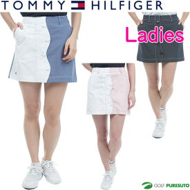 【在庫処分】【レディース】トミー ヒルフィガー ゴルフ シャンブレー フロントボタンスカート THLA307 ゴルフウェア