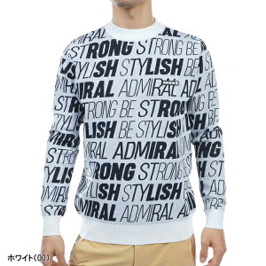 アドミラル ゴルフ 長袖 クルーネックセーター ランニングロゴジャガード メンズ ADMA362 ニット トップス ゴルフウェア 2023年秋冬モデル Admiral Golf 秋冬ウェア 23FW