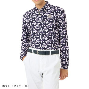 アンパスィ 長袖 ポロシャツ プリンテッドジャージー メンズ AMF9324X3 トップス ゴルフウェア 秋冬モデル and per se 秋冬ウェア