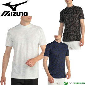 【在庫処分】ミズノ ゴルフ メッシュジャガードプリント 半袖モックネックシャツ メンズ E2MA2002 ゴルフウェア