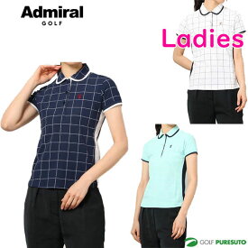 【在庫処分】【レディース】アドミラルゴルフ 半袖 ポロシャツ ADLA027 グラフチェックプリント ゴルフウェア アウトレット セール