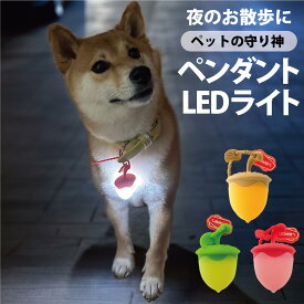 【P2倍!】 犬 お散歩 ペンダント LED 充電式 光る 犬 猫 夜間 散歩 安全 セーフティーライト リード ハーネス どんぐり かわいい 小型犬 中型犬 大型犬 事故防止 調節可能 簡単 軽い ペット用品