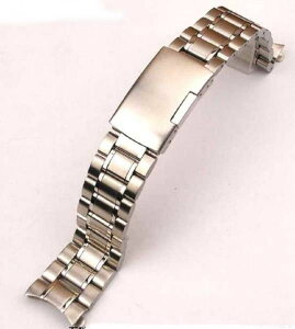 【P2倍】 腕時計 ベルト 18mm ステンレス 無垢 3連 弓カン