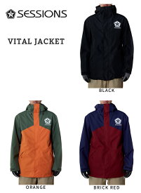 【最終売尽くし】23-24 SESSIONS セッションズ (VITAL JACKET) 撥水素材 (COLOR:BLACK / ORANGE / BRICK RED) S M L スノーボード スノボ ウェア