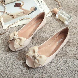 【先着60名：200円Offクーポン】パンプス リボン付きオープントゥ痛くない オフィス ローヒール ぺたんこ 通勤 ぺたんこクッション入りフラットシューズ ポインテッドトゥとんがり バレエシューズフラットパンプス