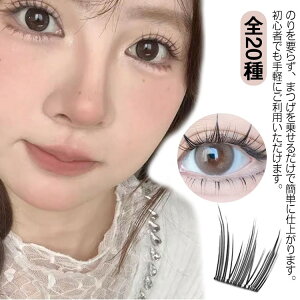 部分つけまつげ 本体のり付き 接着剤不要 全20種 2点セット のり付き 上まつげ のり不要 のり付きまつげ 盛れる 束感 つけまつげ 部分用 ナチュラルメイク 着脱簡単 ナチュラルまつげ