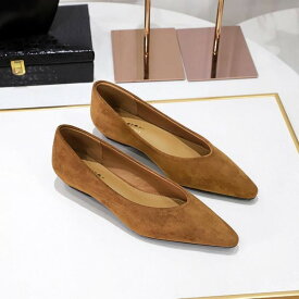 【早い者勝ち★先着30名：1000円Offクーポン】パンプス 靴 シューズ レディース おしゃれ ファッション アメリカン フラット ポインテッドトゥ シンプル 快適 スエード ローヒール カジュアル オフィス 韓国