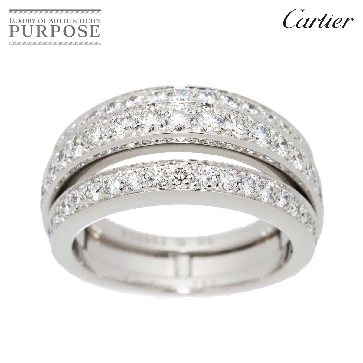 カルティエ Cartier #50 リング ダイヤ K18 WG ホワイトゴールド 感謝の声続々！ 指輪 Diamond 証明書付き BJ 750 新品仕上げ 中古 人気定番の Ring