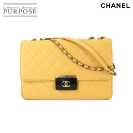 シャネル CHANEL マトラッセ チェーン ショルダー バッグ レザー イエロー ゴールド 金具 Matelasse Bag 【中古】