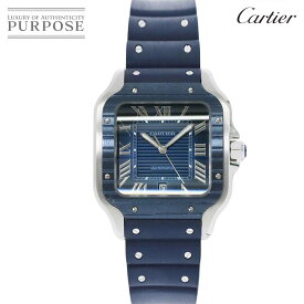 カルティエ Cartier サントスドゥカルティエLM WSSA0048 メンズ 腕時計 デイト ブルー 文字盤 オートマ 自動巻き ウォッチ Santos de Cartier 【中古】