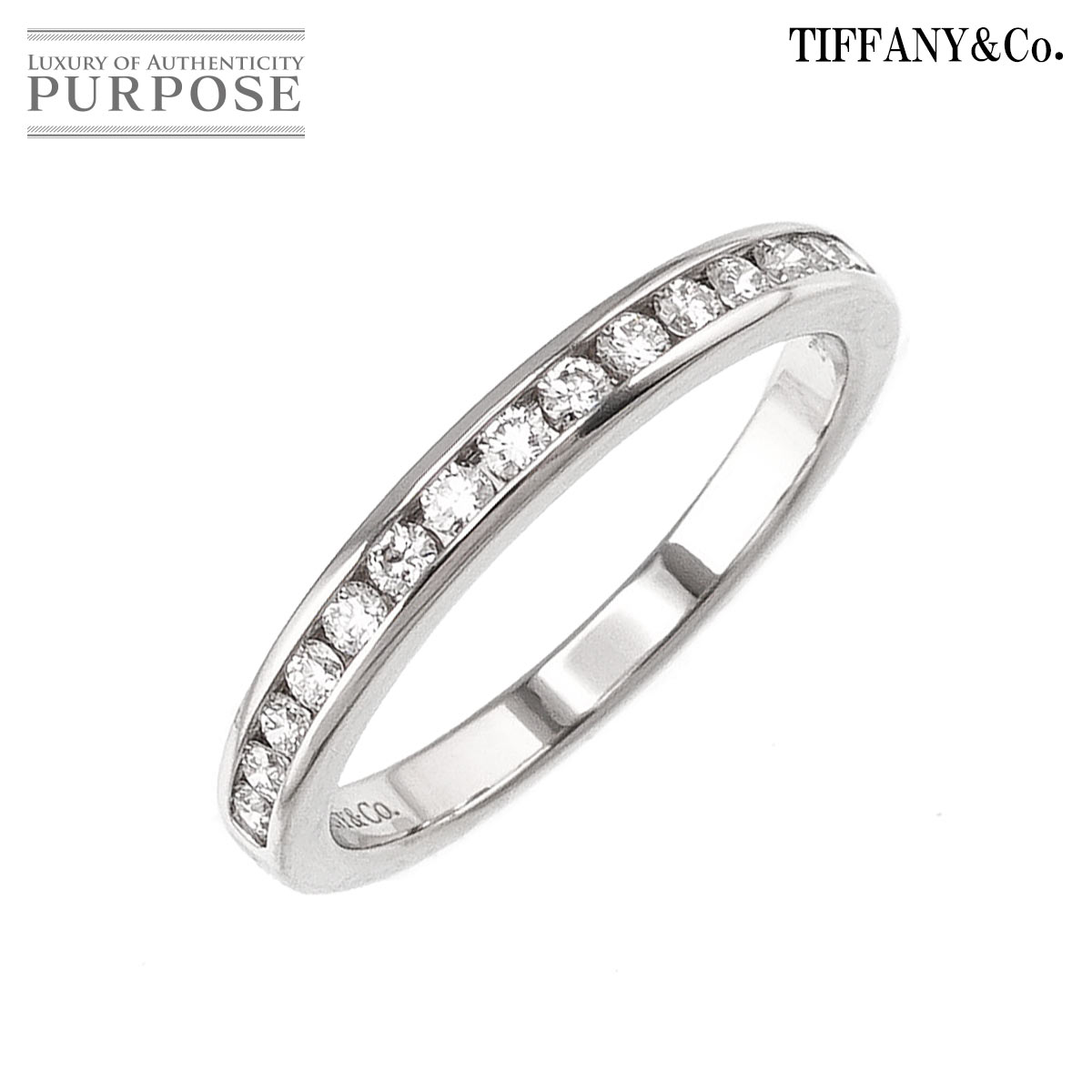  ティファニー TIFFANYCo. ハーフサークル チャネル セッティング 10号 リング 幅2.5mm ダイヤ Pt プラチナ 指輪 Diamond Ring