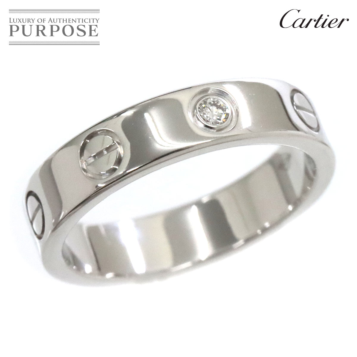  カルティエ Cartier ミニラブ #48 ダイヤ 1P リング K18 WG ホワイトゴールド 750 指輪 Mini Love Ring