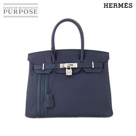 【未使用 展示品】 エルメス HERMES バーキン30 オフィサー ハンド バッグ トゴ スイフト ブルーニュイ ヴェールシプレ C刻印 Birkin 30 Officier 【中古】