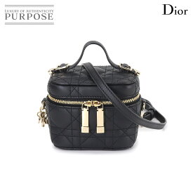 【未使用 展示品】 クリスチャン ディオール Christian Dior レディディオール マイクロ バニティ 2way ハンド ショルダー バッグ レザー ブラック Vanity Case 【中古】