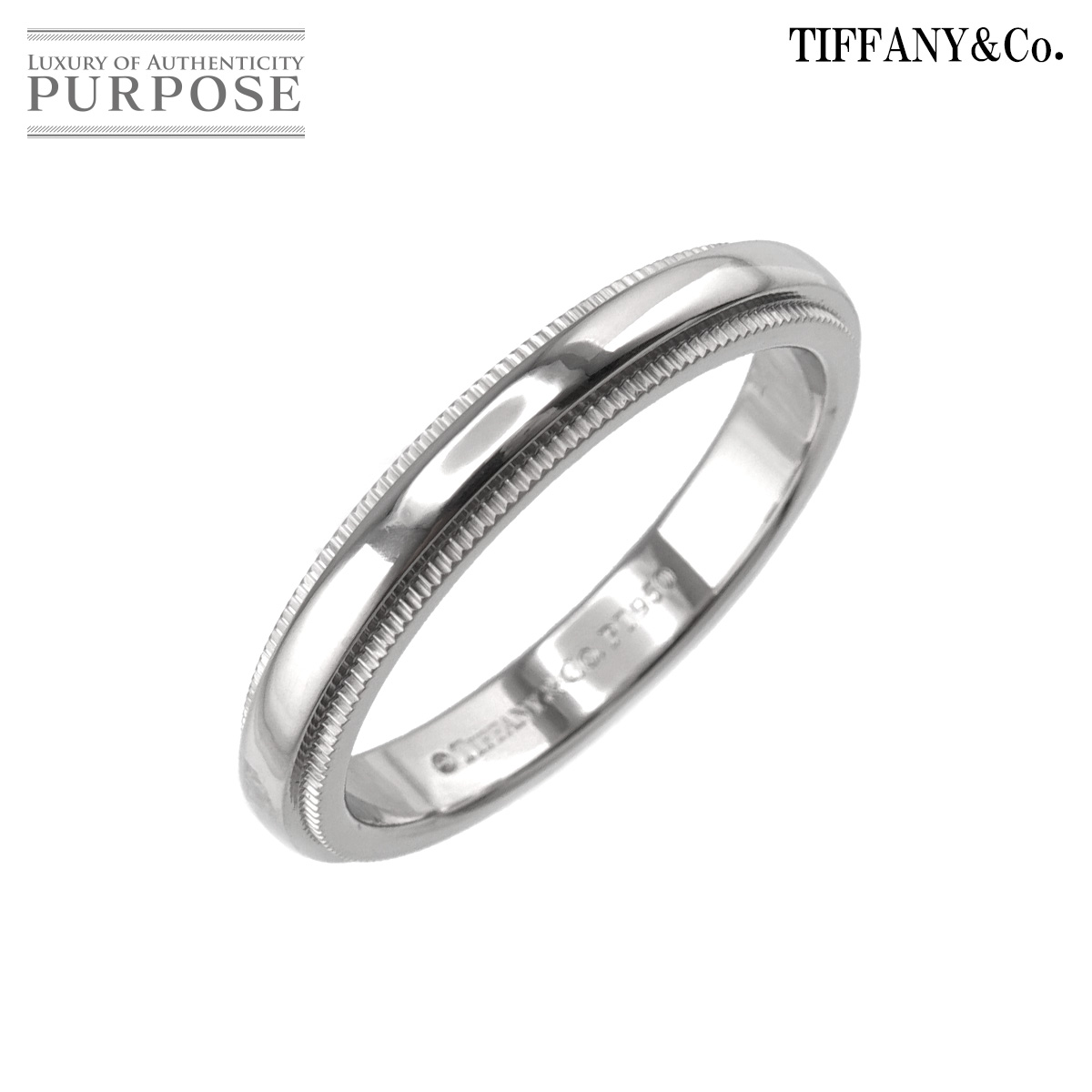  ティファニー TIFFANYCo. ミルグレイン 12.5号 リング 幅3mm Pt プラチナ 指輪 Milgrain Ring