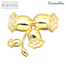 【新品同様】 クリスチャン ディオール Dior ダイヤ ブローチ 18K YG イエローゴールド 750 Diamond Brooch【中古】