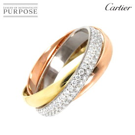【新品同様】 カルティエ Cartier トリニティ #49 リング SM パヴェダイヤ YG WG PG スリーゴールド 750 3連 指輪 Trinity Ring【証明書付き】【中古】