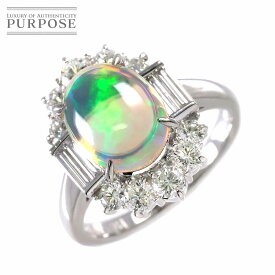 【新品仕上げ】 リング 12号 オパール 2.63ct ダイヤ 1.05ct Pt プラチナ 指輪 Opal Ring【ソーティング付き】【中古】