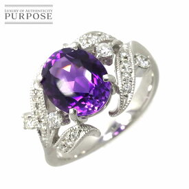 【新品仕上げ】 リング 12号 アメジスト 2.59ct ダイヤ 0.26ct K18 WG ホワイトゴールド 750 指輪 Amethyst Ring 【中古】