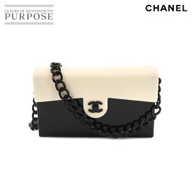 シャネル CHANEL バイカラー チェーン ショルダー バッグ プラスチック ブラック ホワイト ココマーク ヴィンテージ Shoulder Bag 【中古】