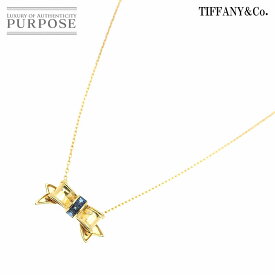 【新品同様】 ティファニー TIFFANY&Co. ボウ サファイヤ ネックレス 40cm K18 YG イエローゴールド 750 Sapphire Necklace【中古】