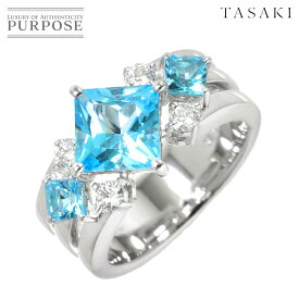 【新品同様】 タサキ TASAKI 11号 リング ブルートパーズ ダイヤ 0.24ct K18 WG ホワイトゴールド 750 指輪 田崎真珠 Topaz Diamond Ring【中古】