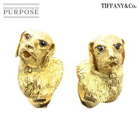 【新品同様】 ティファニー TIFFANY&Co. サファイヤ カフス K18 YG イエローゴールド 750 犬 Sapphire cuff links【中古】
