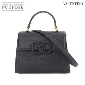 【未使用 展示品】 ヴァレンティノ ガラヴァーニ VALENTINO GARAVANI Vスリング スモール 2way ハンド ショルダー バッグ レザー ブラック V Sling Small Bag 【中古】