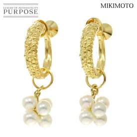 【新品同様】 ミキモト MIKIMOTO ベビーパール フープ イヤリング K18 YG イエローゴールド 750 Baby Pearl Earrings 【中古】