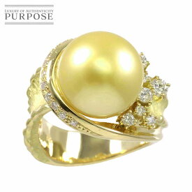 【新品仕上げ】 リング 15号 白蝶真珠 13.2mm ダイヤ 0.38ct K18 YG イエローゴールド 750 パール 指輪 South Sea pearl Ring【鑑別書付き】【中古】