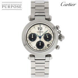 カルティエ Cartier パシャC クロノグラフ W31048M7 ボーイズ 腕時計 デイト シルバー 文字盤 オートマ 自動巻き ウォッチ PashaC 【中古】