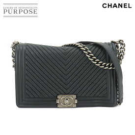 【新品同様】 シャネル CHANEL ボーイシャネル チェーン ショルダー バッグ レザー グレー A92193 シェブロン Vステッチ Boy chanel Bag 【中古】