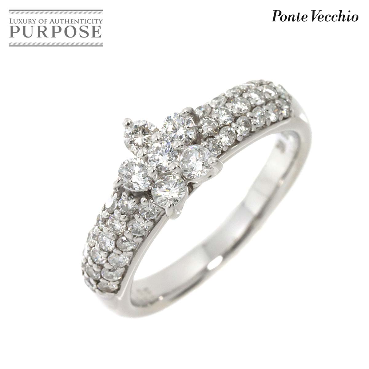 【新品同様】 ポンテヴェキオ Ponte Vecchio 9号 リング ダイヤ 0.65ct K18 WG ホワイトゴールド 750 指輪 Diamond Ring【中古】：VINTAGE LOVER PURPOSE