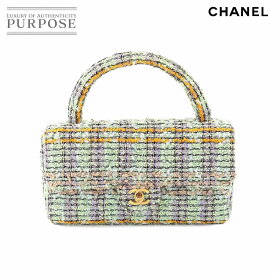 【新品同様】 シャネル CHANEL マトラッセ 親子バッグ 親のみ ハンド バッグ ツイード グリーン ゴールド 金具 ヴィンテージ Matelasse Bag 【中古】