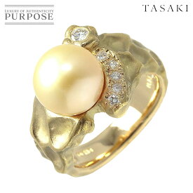【新品同様】 タサキ TASAKI 南洋真珠 9.5mm ダイヤ 0.14ct リング 10.5号 K18 YG 指輪 田崎真珠 Pearl Ring【中古】